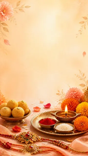 Rakhi Threads invitation design: Rakhis, sweets & a puja thali